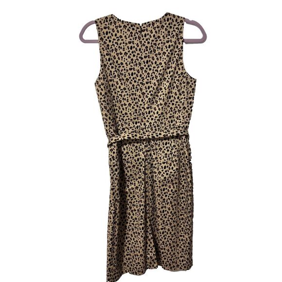 NWT J. Crew Womens Brown Black Leopard Print Belted Lined Sheath Dress Size 2 - Picture 2 of 7